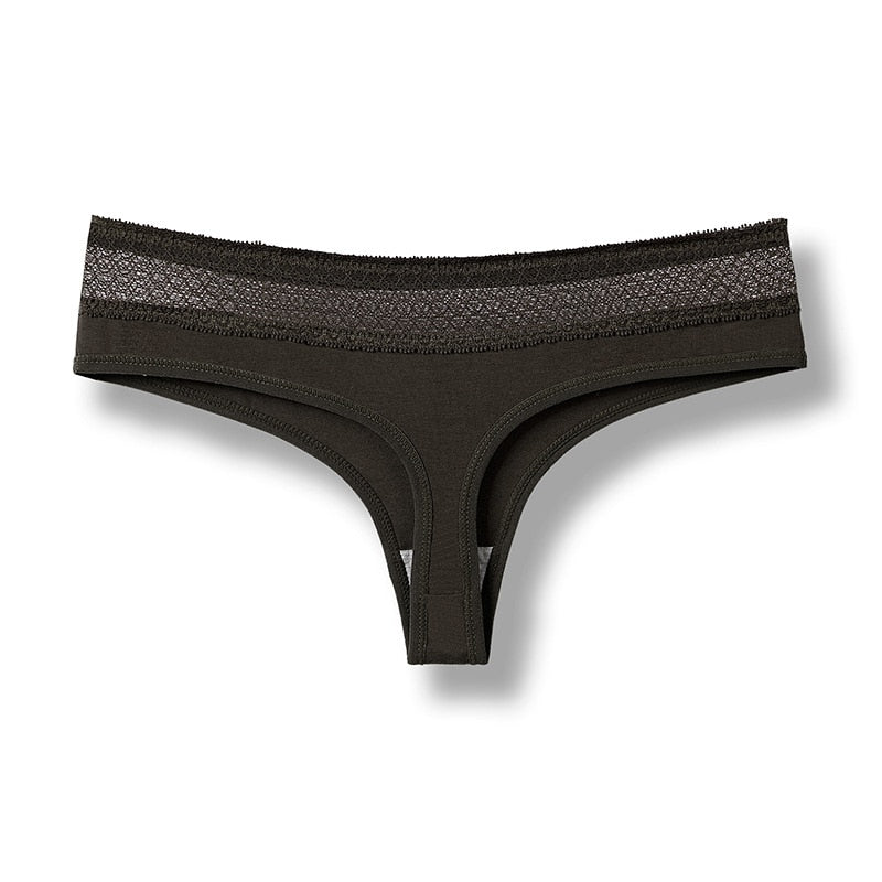 Tanga de algodón y encaje