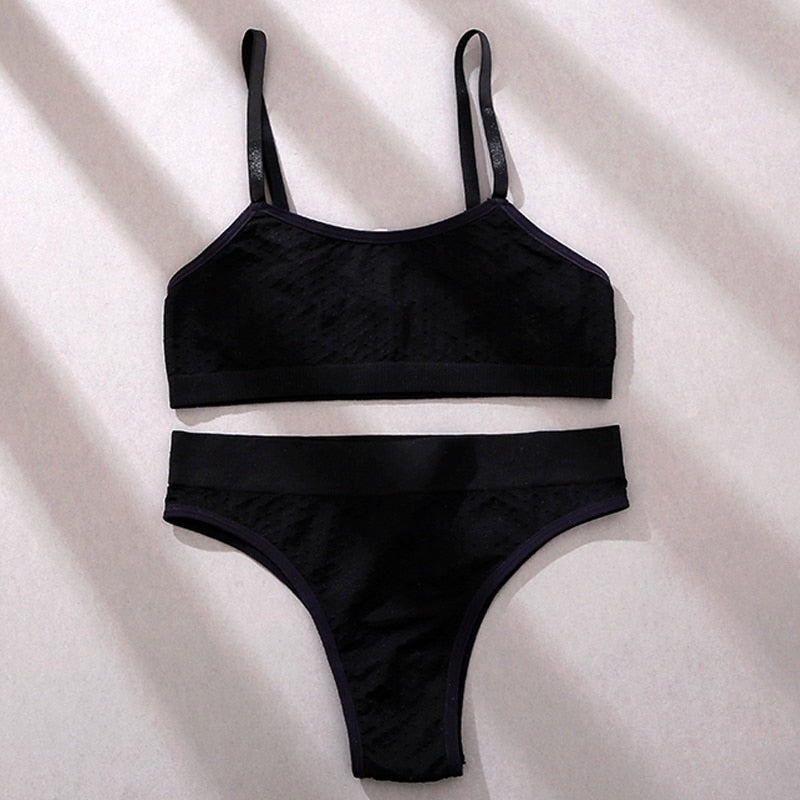 Ensemble de lingerie noir deux pièces confort