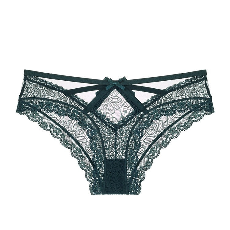 Tanga dentelle et ficelles vert