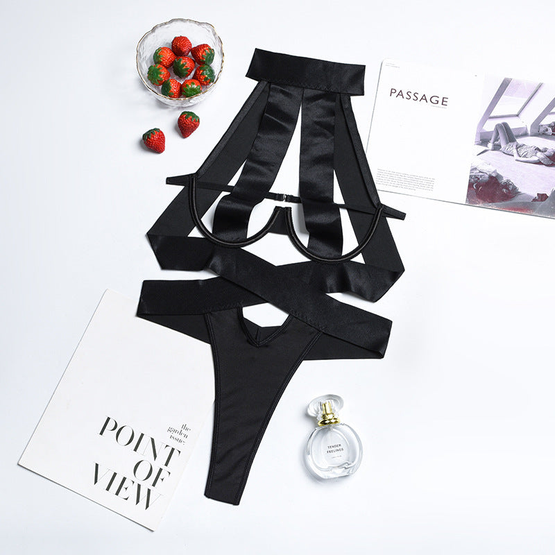 Body bondage ouvert noir