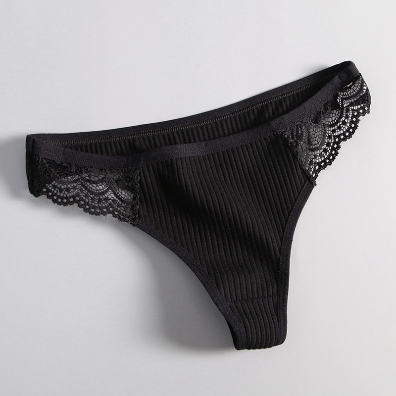 String coton et dentelle noir, lingerie sexy