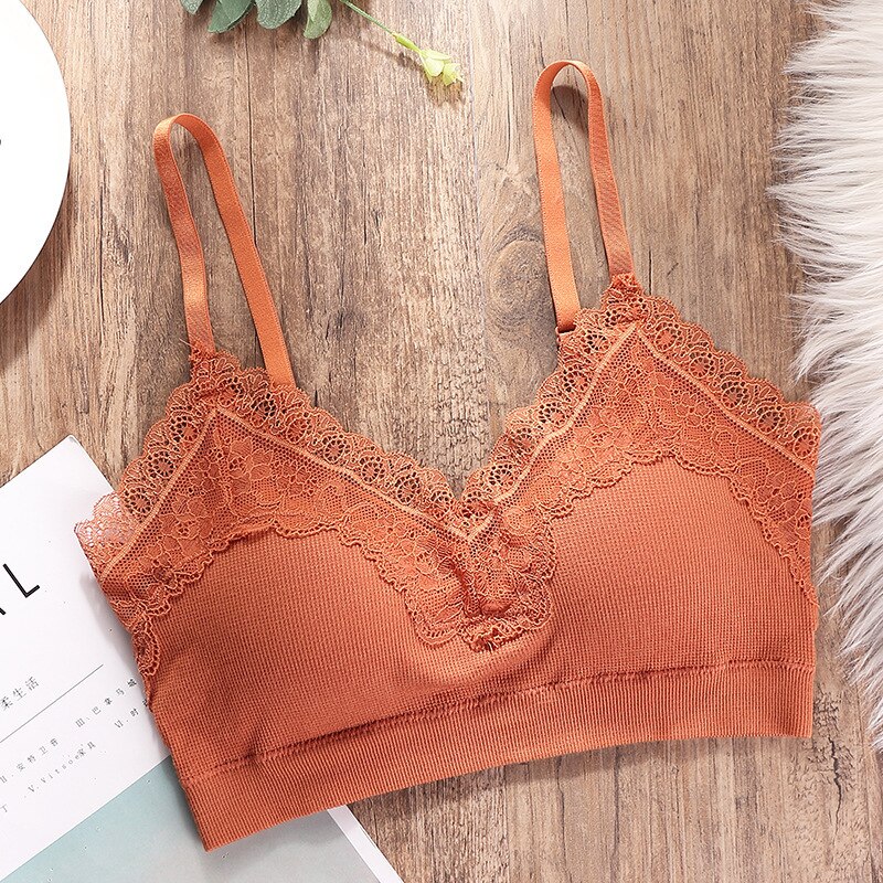 Brassière ampliforme en dentelle orange