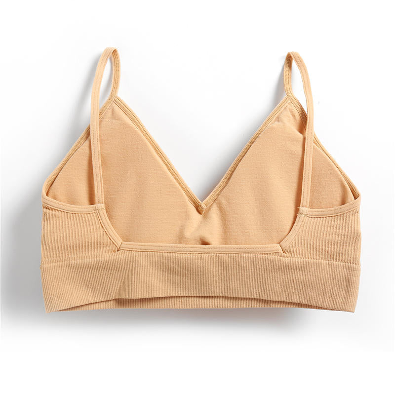 Bralette beige à dos nu sans armature et sans attaches