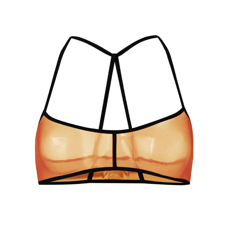 Soutien-gorge bandeau orange en tulle