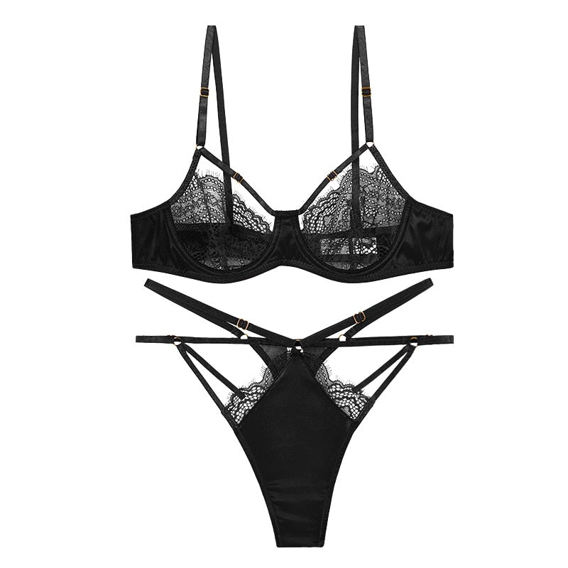 Ensemble de lingerie dentelle bondage noir watsunder