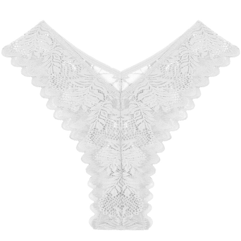 String bohème en dentelle blanc à fleurs