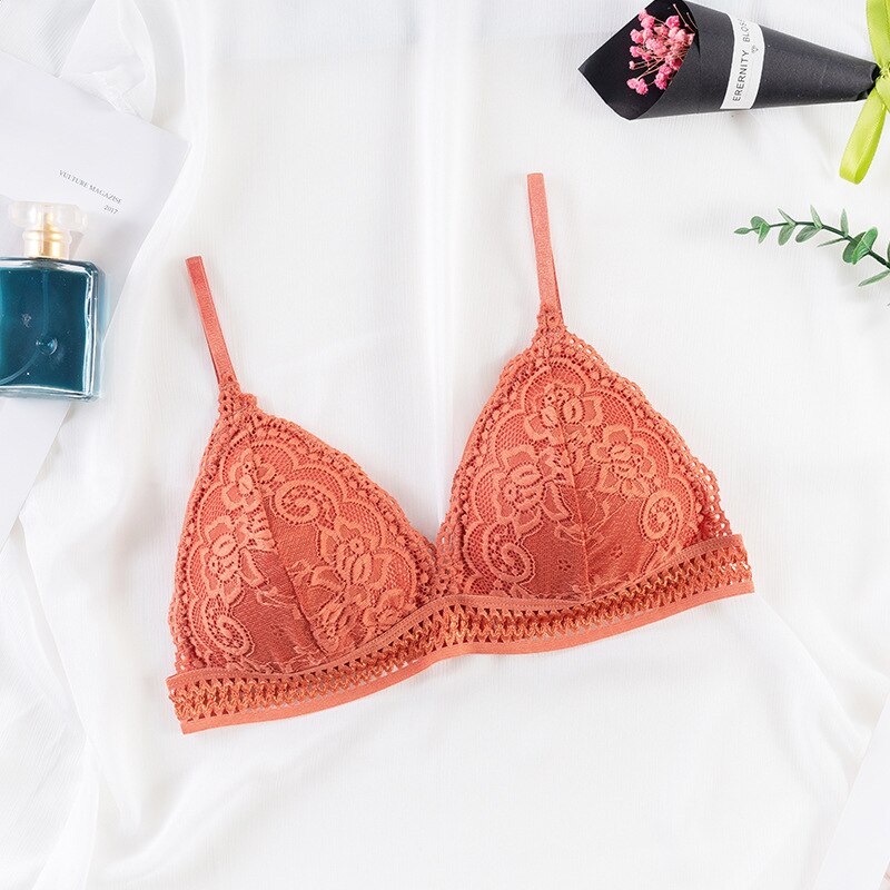 Soutien-gorge triangle floral oragneg, sous-vêtement rembourré