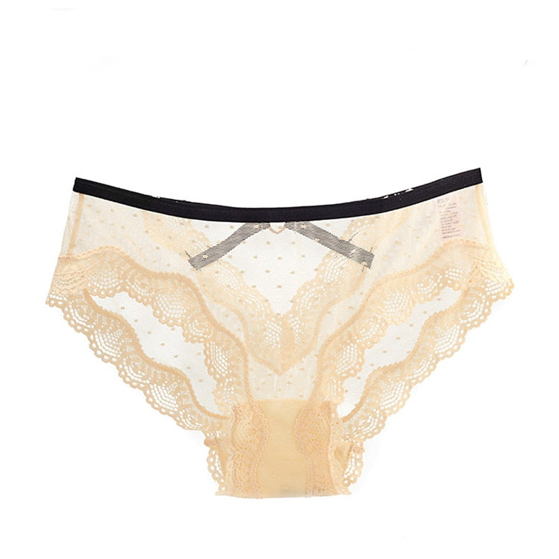 Culotte chic beige tulle à pois et dentelle