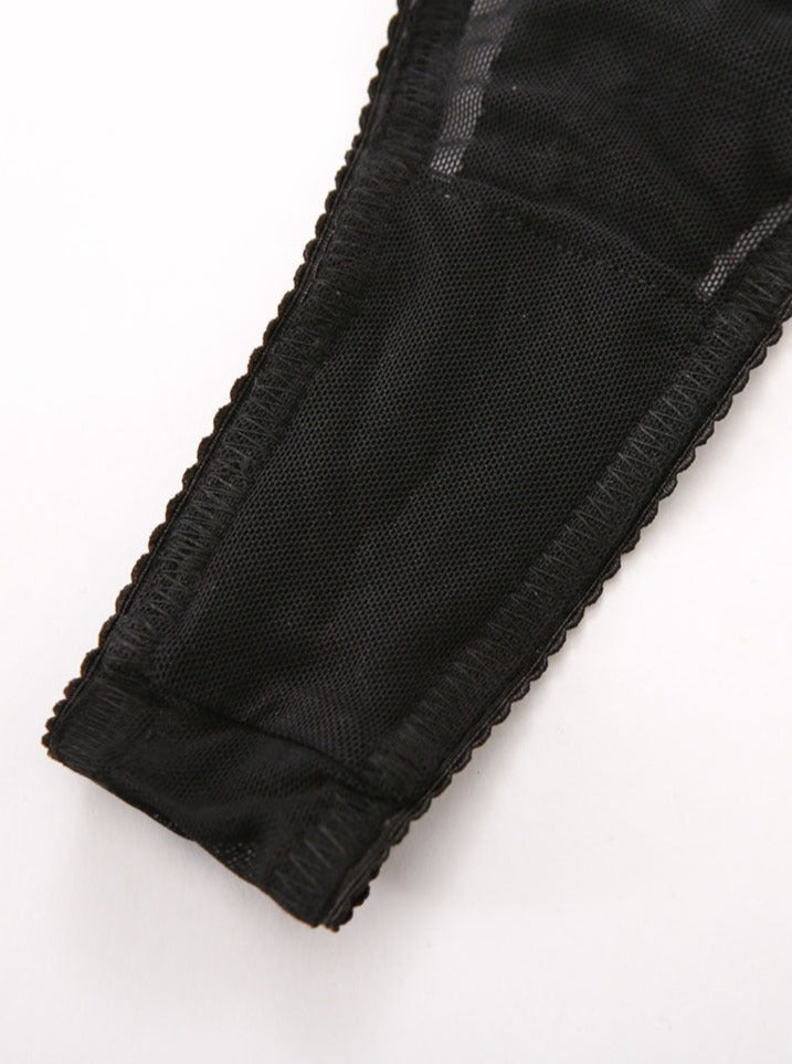 Conjunto de liguero de bondage negro