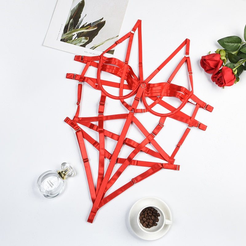 Strappy bondage bodysuit