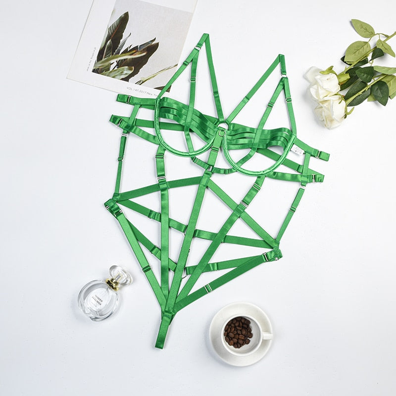 Strappy bondage bodysuit