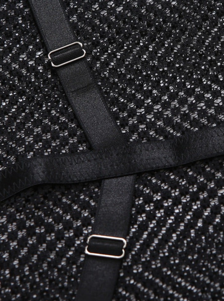 Black fishnet bodysuit