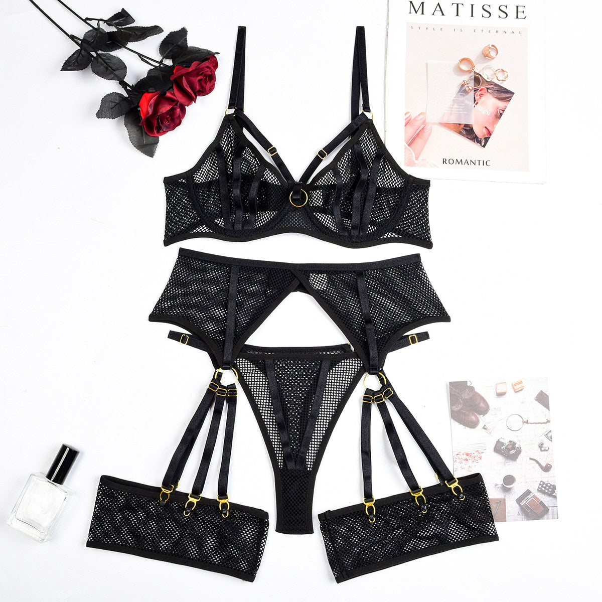 Netz-Lingerie-Set