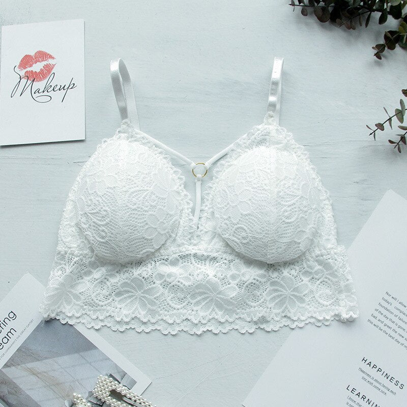 Bralette bustier blanc érotique en dentelle pour femme