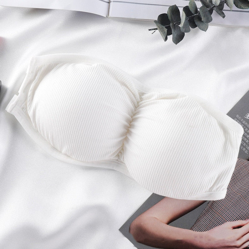 Soutien-gorge bandeau rembourré, sous-vêtement blanc pour femme