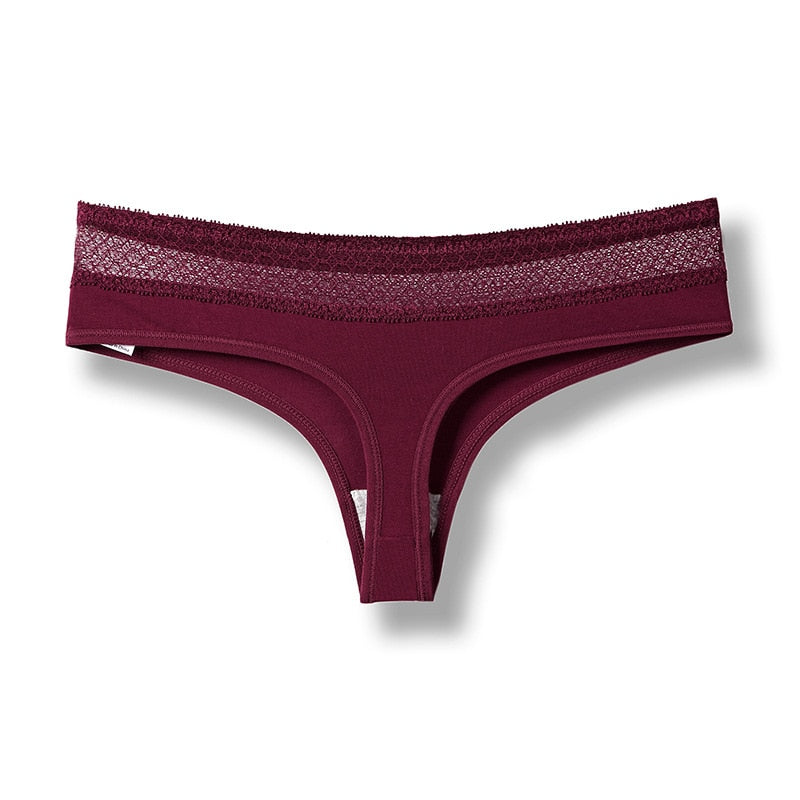 Tanga coton et dentelle bordeaux