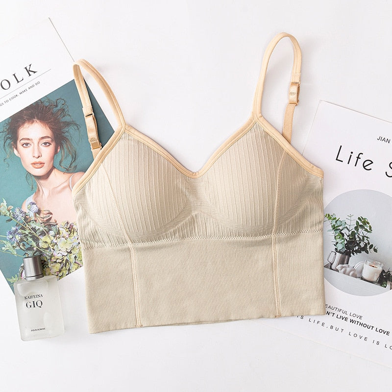 Brassière triangle rembourrée beige