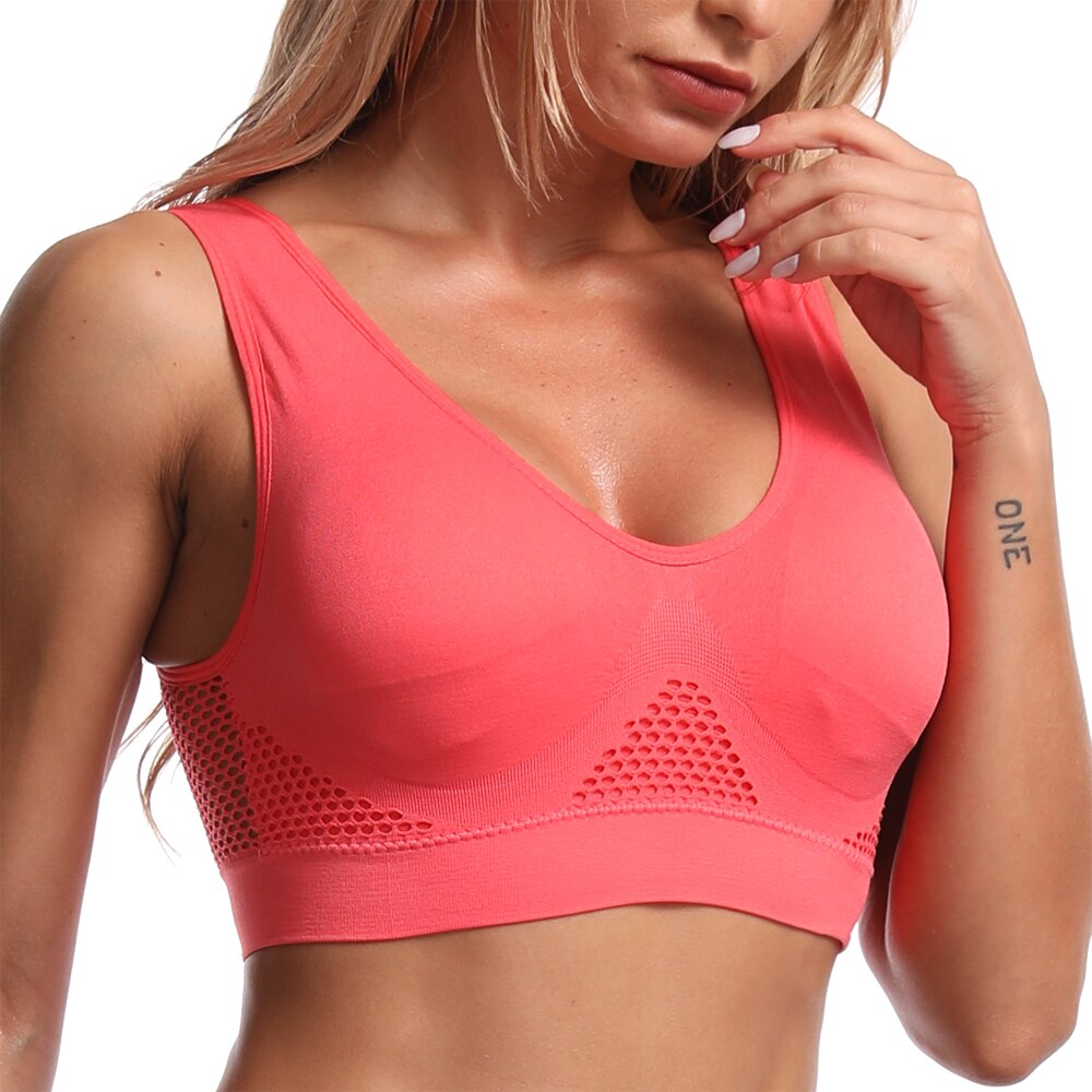 Crop top de sport rembourré rose coqué