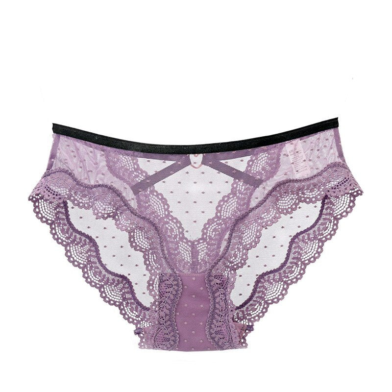 Culotte chic violette tulle à pois et dentelle