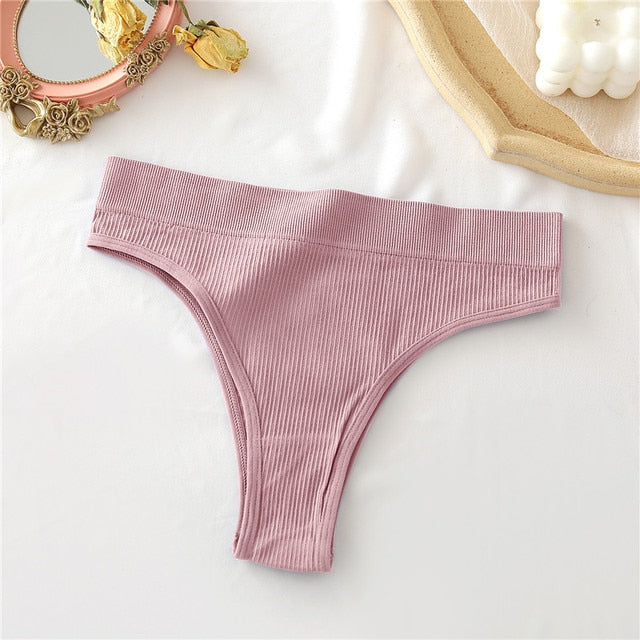 Tanga rose en coton