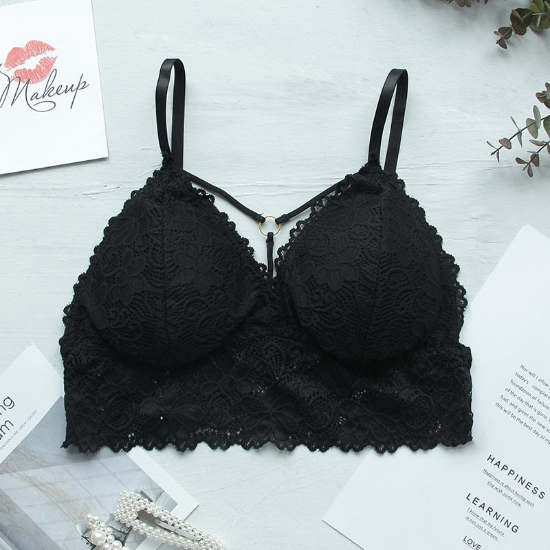 Bralette bustier érotique noir en dentelle pour femme