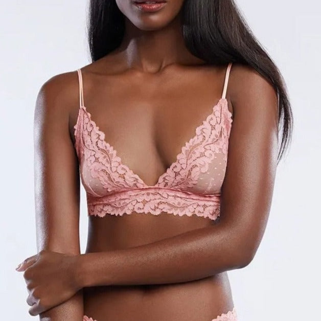 Bralette transparente sans armature rose