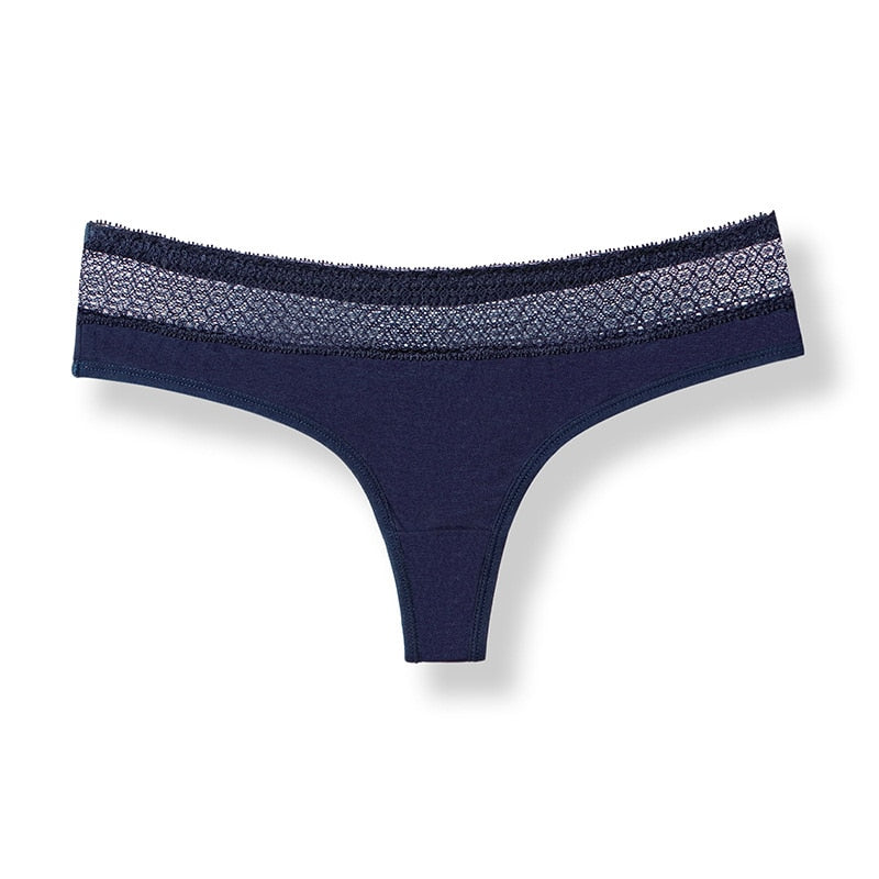 Tanga coton et dentelle bleu