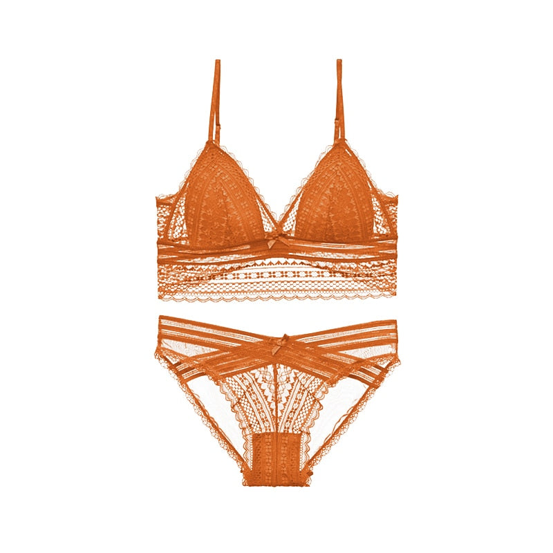 Ensemble de lingerie bralette et culotte sexy chic orange watsunder