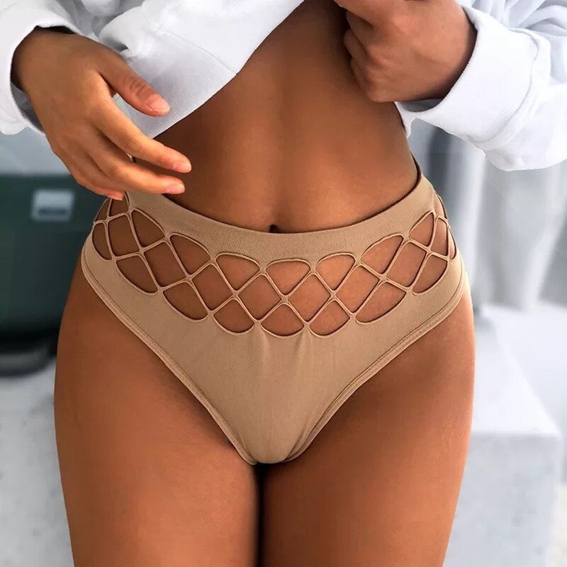 String taille haute sexy chic beige