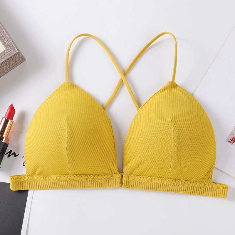 Soutien-gorge triangle jaune à fermeture avant