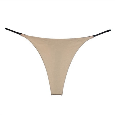 String slim en coton beige