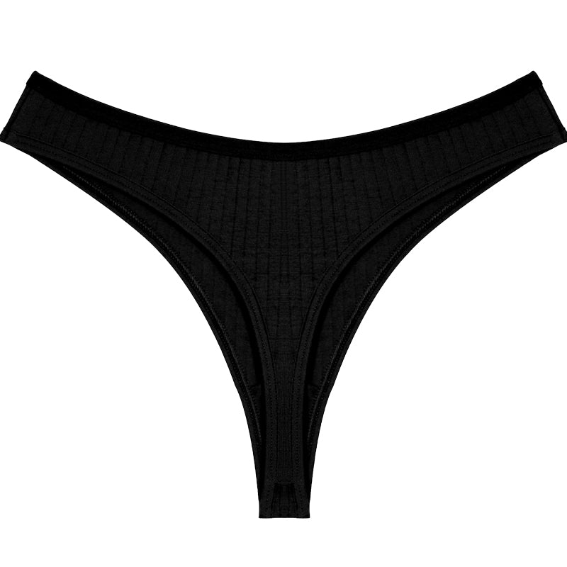 String pour femme, en coton noir