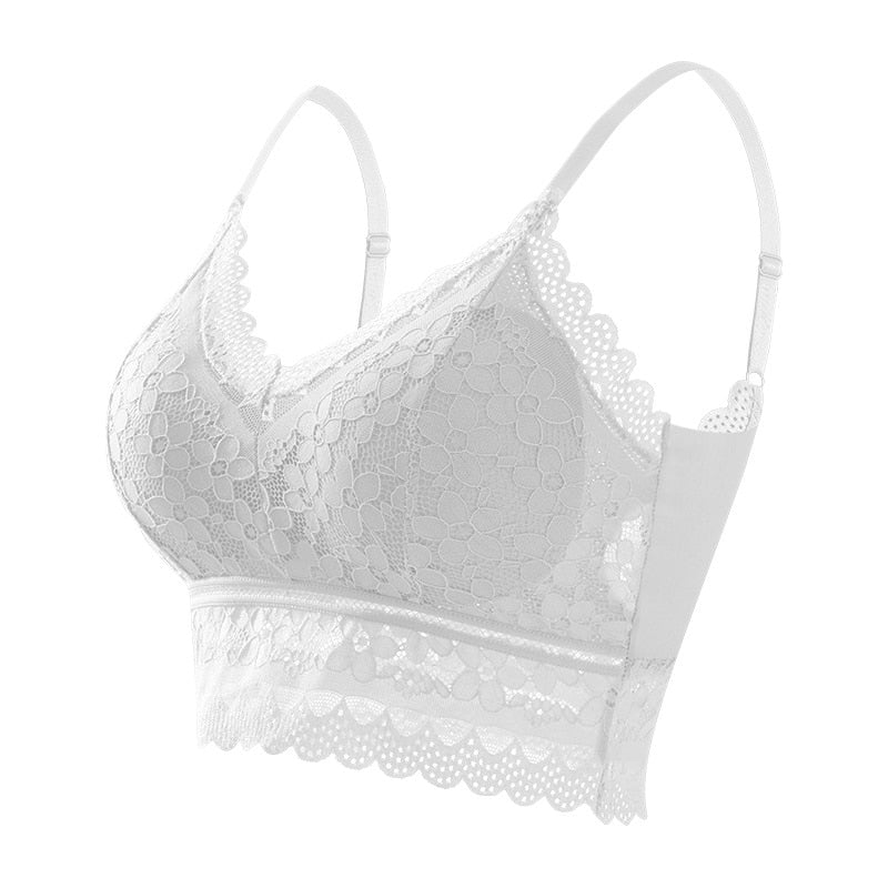 Bralette rembourrée en dentelle florale blanche, lingerie chic et élégante