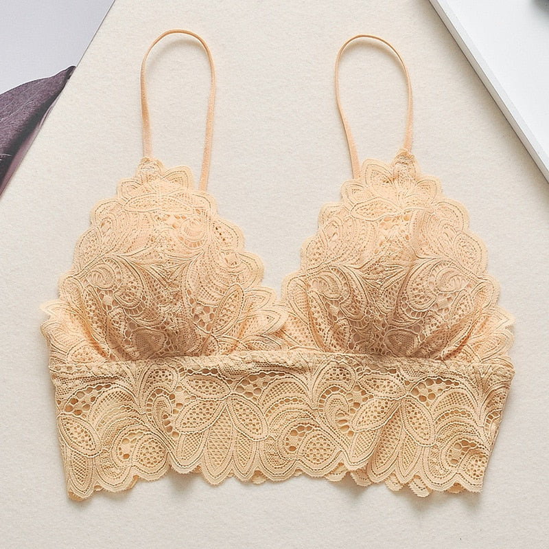 Bustier en dentelle sans attache beige