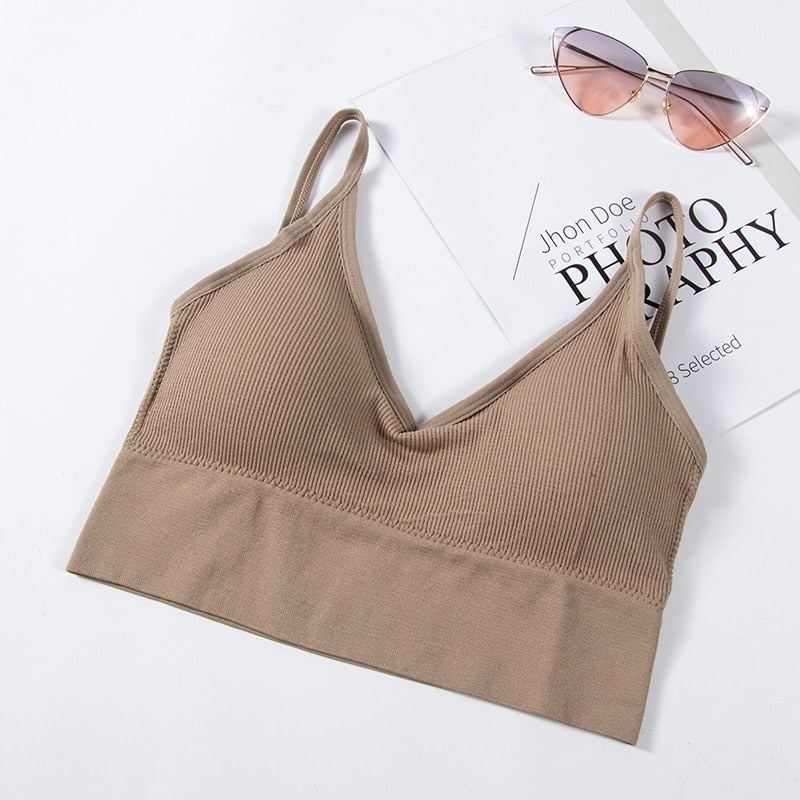 Soutien-gorge fitness rembourré beige