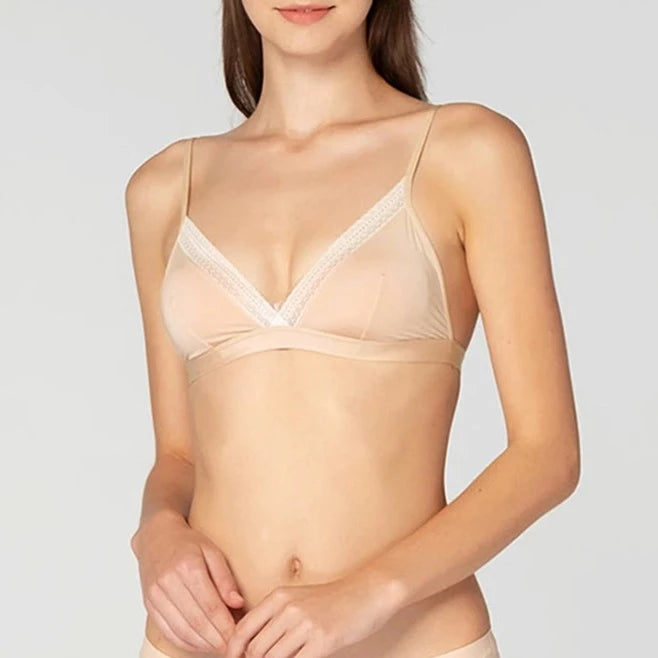 Soutien-gorge satin beige sans armature