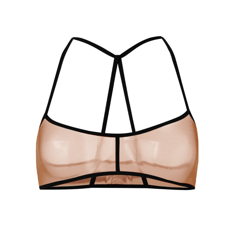 Soutien-gorge bandeau rose en tulle