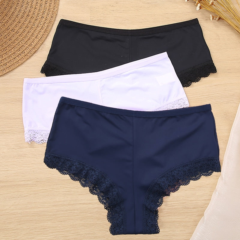 Lot de 3 shortys pour femme, noir, blanc et bleu