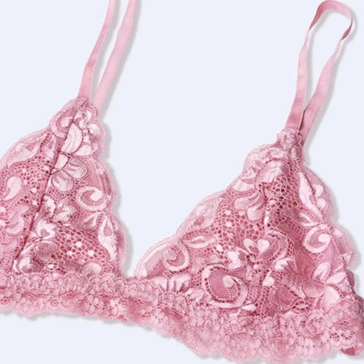 Bonnets d'un soutien-gorge en dentelle sans armature rose