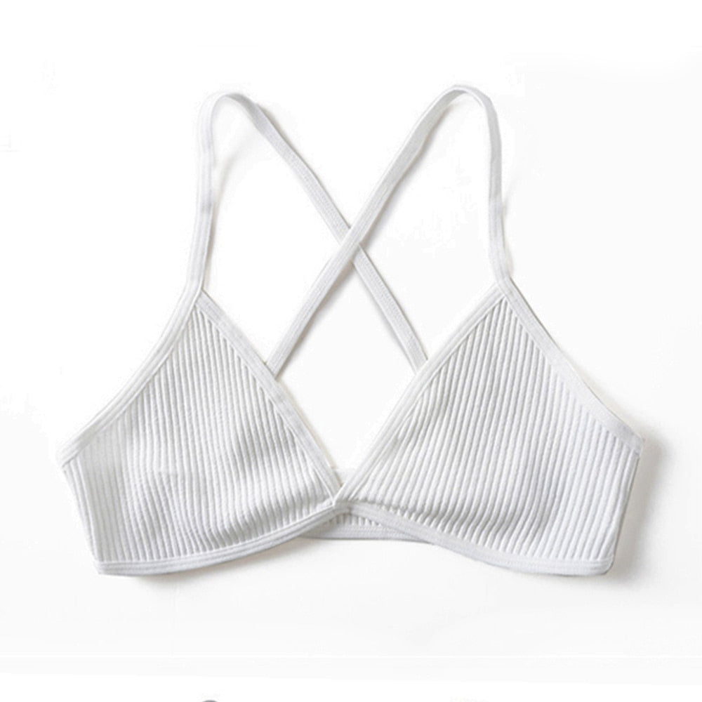 Soutien-gorge coton sans armature à dos croisé blanc