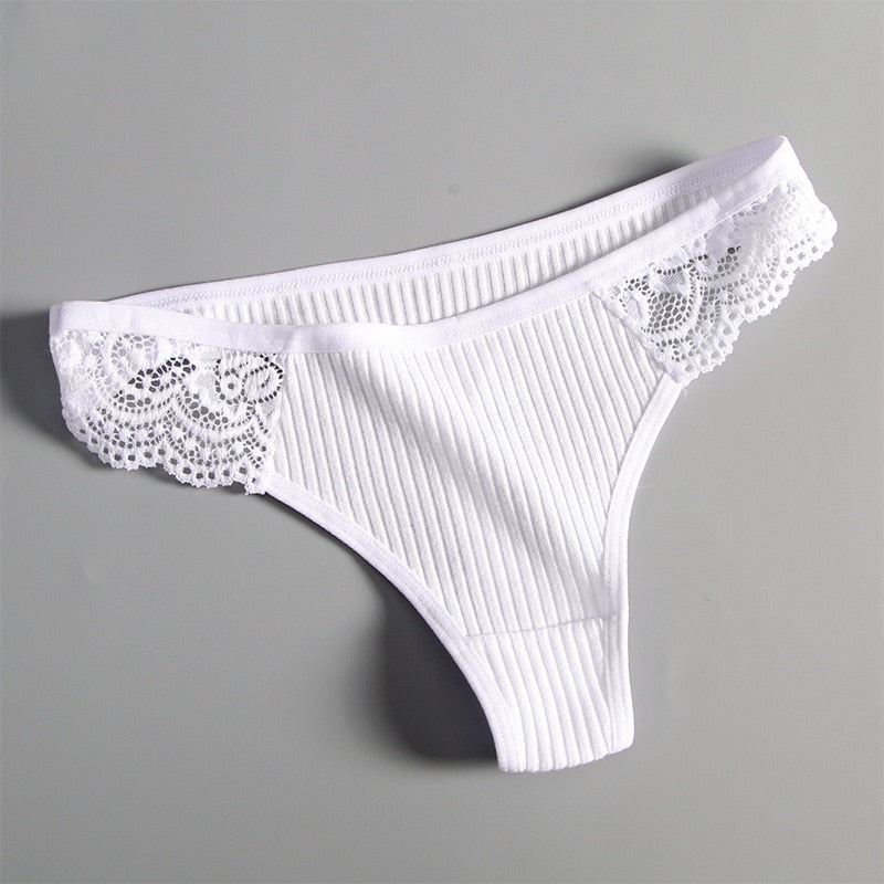 String coton et dentelle blanc, lingerie sexy