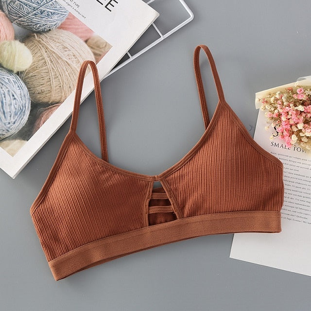 Soutien-gorge bohème marron rembourré et sans attache