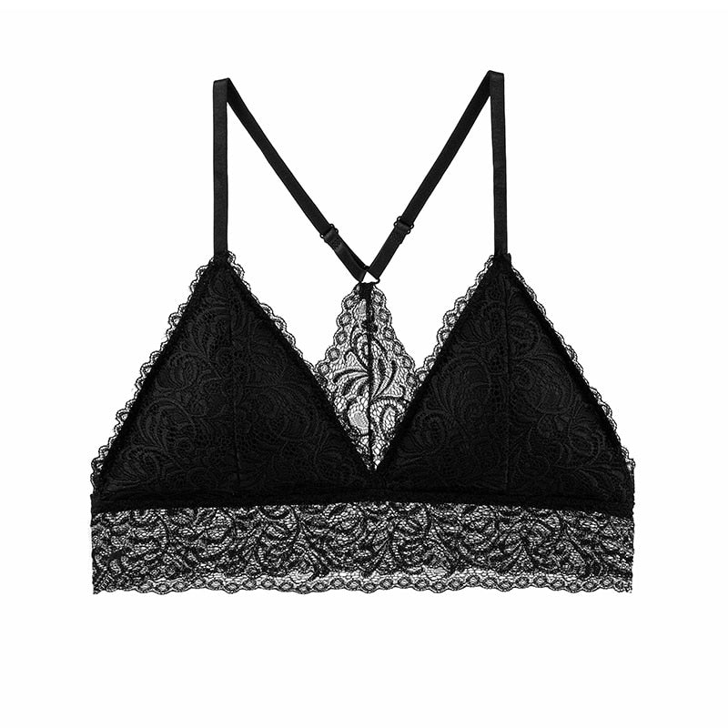 Bralette triangle rembourrée avec dos croisé couleur noir