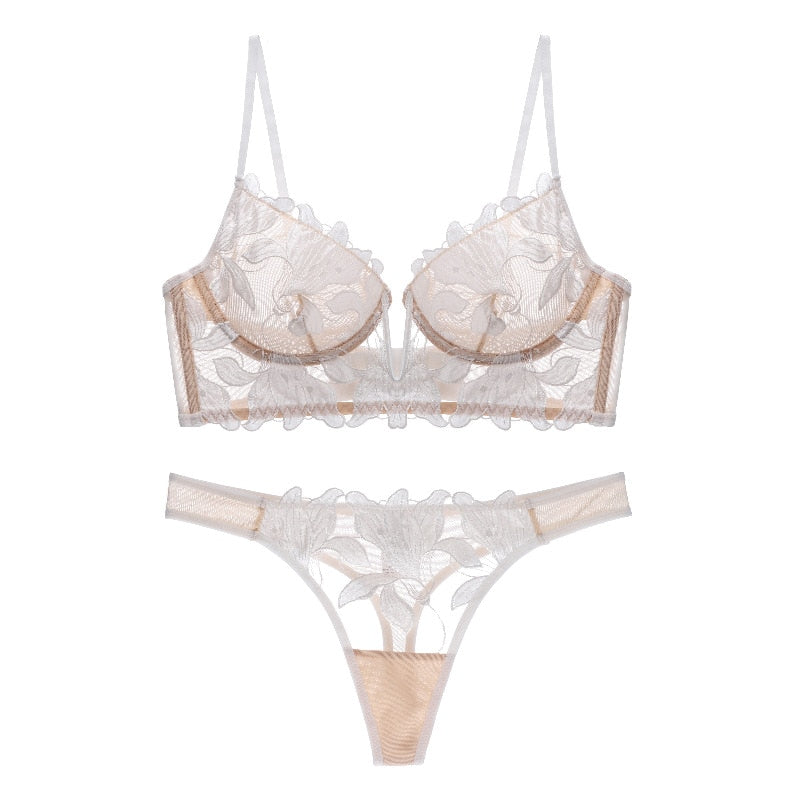 Ensemble de lingerie érotiques blanc à fleurs watsunder