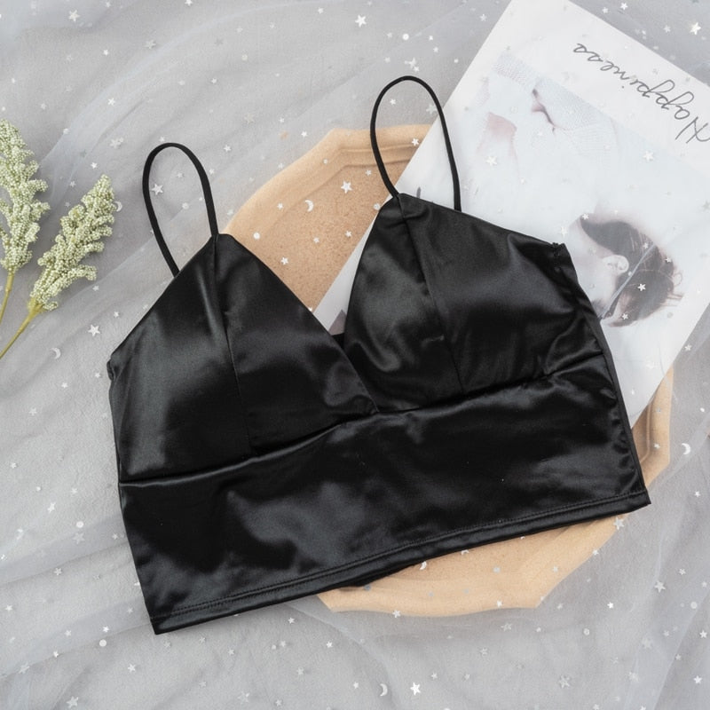 Bustier top luxe noir satin