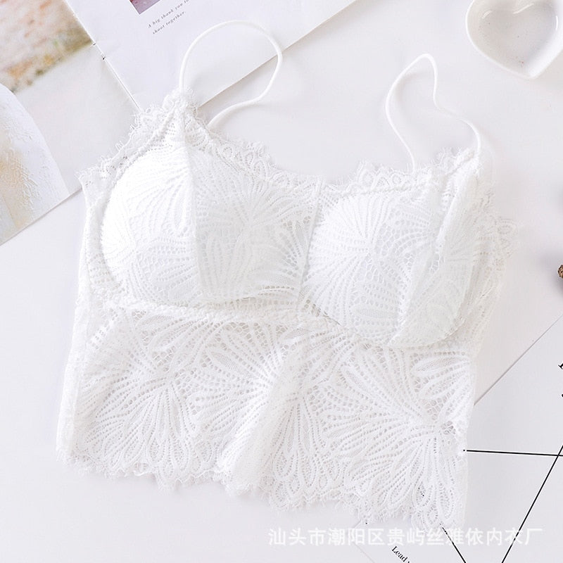 Bratette bustier coqué en dentelle blanche