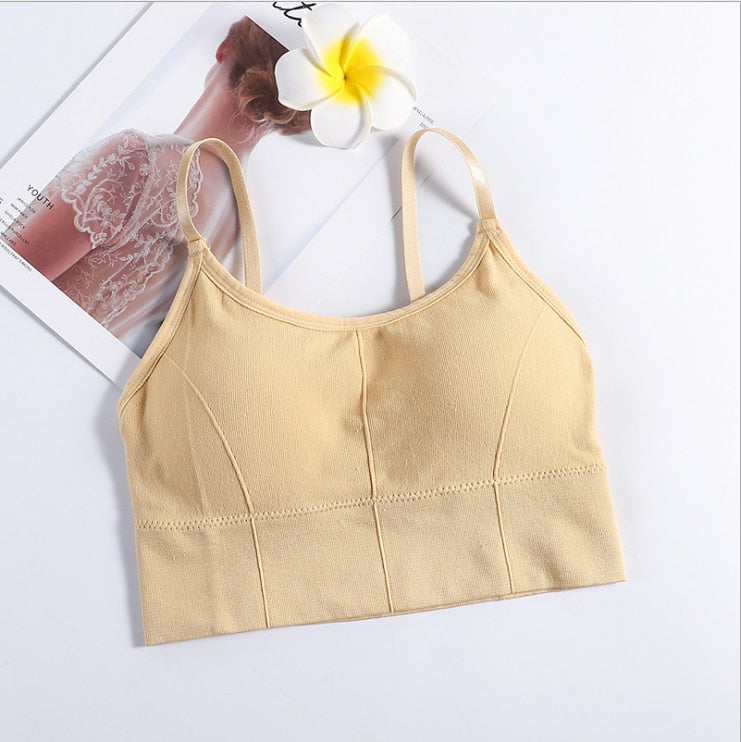 Crop top sport sans attache jaune