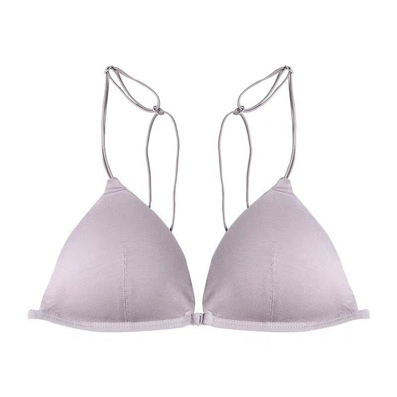 Soutien-gorge triangle attache avant, sous-vêtement gris