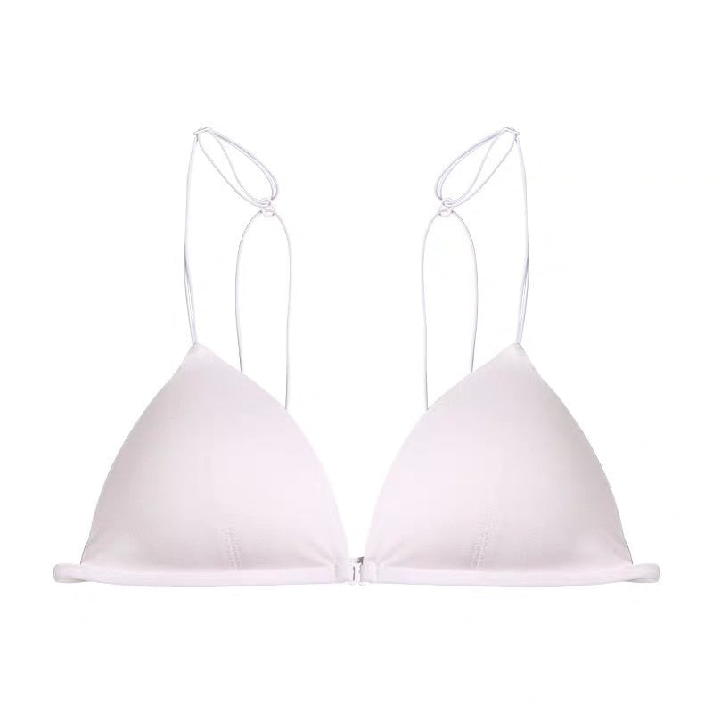 Soutien-gorge blanc triangle attache avant, avec bonnet rambourrés