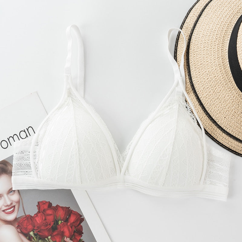 Soutien-gorge sexy blanc à lanières, sans armature